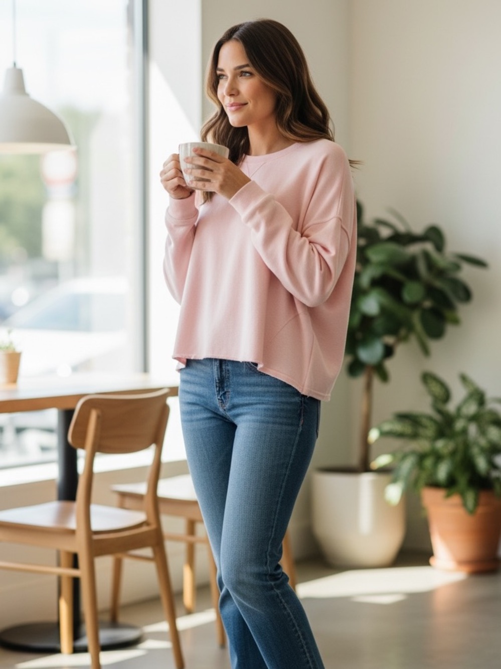 NWT GB Giani Bini Cropped Batwing T-Shirt Pale Pink Size XL